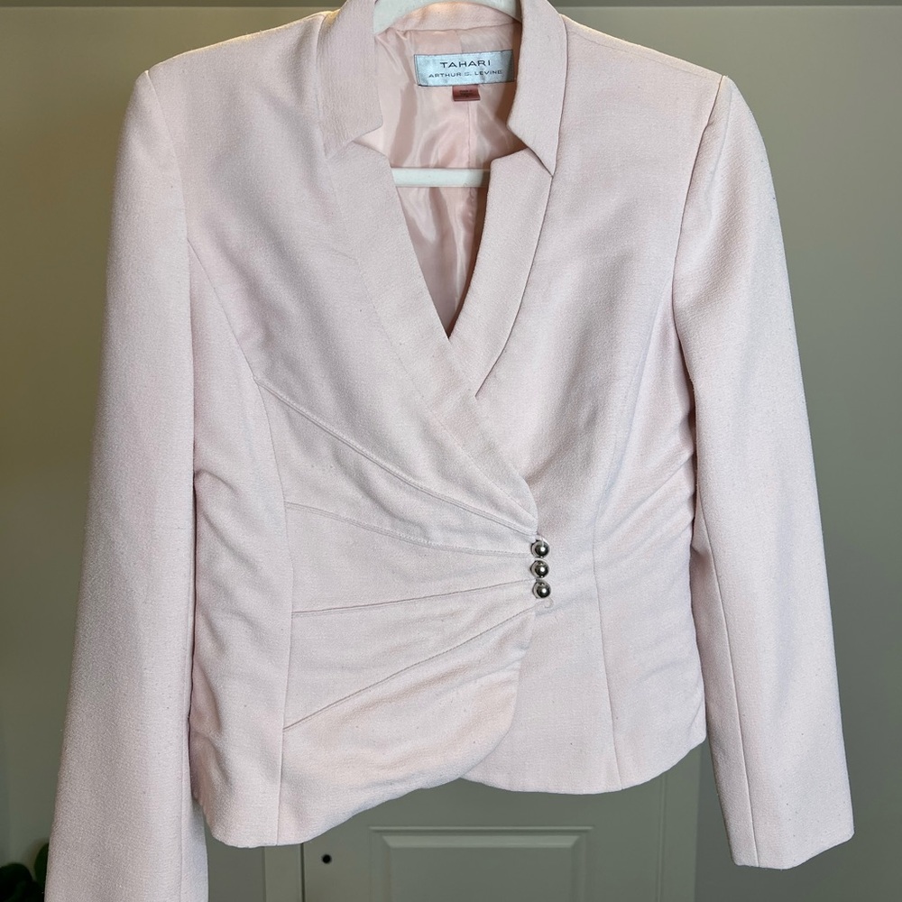 Tahari Pink Blazer Tailored Suit Jacket